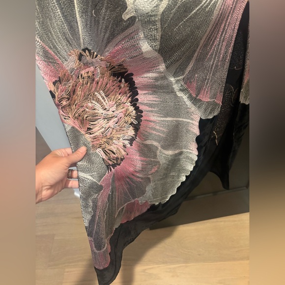 ASOS velvet embroidered floral maxi dress Long sleeve black embroidery NEW NWT - Picture 7 of 12